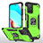 Silicone Matte Finish and Plastic Back Cover Case with Magnetic Finger Ring Stand MQ1 for Xiaomi Redmi 10 4G Green