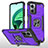 Silicone Matte Finish and Plastic Back Cover Case with Magnetic Finger Ring Stand MQ1 for Xiaomi Redmi 10 5G Purple