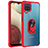 Silicone Matte Finish and Plastic Back Cover Case with Magnetic Finger Ring Stand MQ2 for Samsung Galaxy A12 5G Red