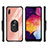 Silicone Matte Finish and Plastic Back Cover Case with Magnetic Finger Ring Stand MQ2 for Samsung Galaxy A50