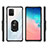 Silicone Matte Finish and Plastic Back Cover Case with Magnetic Finger Ring Stand MQ2 for Samsung Galaxy A91