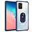 Silicone Matte Finish and Plastic Back Cover Case with Magnetic Finger Ring Stand MQ2 for Samsung Galaxy A91 Blue