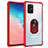 Silicone Matte Finish and Plastic Back Cover Case with Magnetic Finger Ring Stand MQ2 for Samsung Galaxy A91 Red