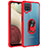 Silicone Matte Finish and Plastic Back Cover Case with Magnetic Finger Ring Stand MQ2 for Samsung Galaxy M12 Red