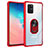 Silicone Matte Finish and Plastic Back Cover Case with Magnetic Finger Ring Stand MQ2 for Samsung Galaxy M80S Red