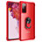 Silicone Matte Finish and Plastic Back Cover Case with Magnetic Finger Ring Stand MQ2 for Samsung Galaxy S20 FE 4G Red