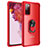 Silicone Matte Finish and Plastic Back Cover Case with Magnetic Finger Ring Stand MQ2 for Samsung Galaxy S20 Lite 5G Red