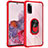 Silicone Matte Finish and Plastic Back Cover Case with Magnetic Finger Ring Stand MQ2 for Samsung Galaxy S20 Red