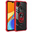 Silicone Matte Finish and Plastic Back Cover Case with Magnetic Finger Ring Stand MQ2 for Xiaomi Redmi 9 Activ Red