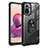 Silicone Matte Finish and Plastic Back Cover Case with Magnetic Finger Ring Stand MQ2 for Xiaomi Redmi Note 10 4G Black