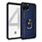 Silicone Matte Finish and Plastic Back Cover Case with Magnetic Finger Ring Stand MQ3 for Google Pixel 4 Blue