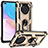 Silicone Matte Finish and Plastic Back Cover Case with Magnetic Finger Ring Stand MQ3 for Huawei Nova 8i Gold