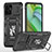 Silicone Matte Finish and Plastic Back Cover Case with Magnetic Finger Ring Stand MQ3 for Motorola Moto G Power 5G (2023) Black