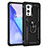 Silicone Matte Finish and Plastic Back Cover Case with Magnetic Finger Ring Stand MQ3 for OnePlus 9 5G