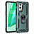 Silicone Matte Finish and Plastic Back Cover Case with Magnetic Finger Ring Stand MQ3 for OnePlus 9 Pro 5G