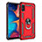Silicone Matte Finish and Plastic Back Cover Case with Magnetic Finger Ring Stand MQ3 for Samsung Galaxy A10e Red