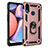 Silicone Matte Finish and Plastic Back Cover Case with Magnetic Finger Ring Stand MQ3 for Samsung Galaxy A10s Rose Gold