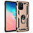 Silicone Matte Finish and Plastic Back Cover Case with Magnetic Finger Ring Stand MQ3 for Samsung Galaxy A91