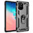 Silicone Matte Finish and Plastic Back Cover Case with Magnetic Finger Ring Stand MQ3 for Samsung Galaxy A91