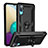 Silicone Matte Finish and Plastic Back Cover Case with Magnetic Finger Ring Stand MQ3 for Samsung Galaxy M02