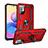 Silicone Matte Finish and Plastic Back Cover Case with Magnetic Finger Ring Stand MQ3 for Xiaomi POCO M3 Pro 5G Red