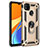 Silicone Matte Finish and Plastic Back Cover Case with Magnetic Finger Ring Stand MQ3 for Xiaomi Redmi 9 Activ Gold