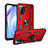 Silicone Matte Finish and Plastic Back Cover Case with Magnetic Finger Ring Stand MQ3 for Xiaomi Redmi 9 Power Red