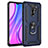 Silicone Matte Finish and Plastic Back Cover Case with Magnetic Finger Ring Stand MQ3 for Xiaomi Redmi 9 Prime India