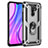 Silicone Matte Finish and Plastic Back Cover Case with Magnetic Finger Ring Stand MQ3 for Xiaomi Redmi 9 Prime India Silver