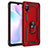 Silicone Matte Finish and Plastic Back Cover Case with Magnetic Finger Ring Stand MQ3 for Xiaomi Redmi 9AT Red