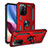 Silicone Matte Finish and Plastic Back Cover Case with Magnetic Finger Ring Stand MQ3 for Xiaomi Redmi K40 5G Red