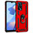 Silicone Matte Finish and Plastic Back Cover Case with Magnetic Finger Ring Stand MQ4 for Oppo A16 Red