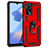 Silicone Matte Finish and Plastic Back Cover Case with Magnetic Finger Ring Stand MQ4 for Oppo A16s Red