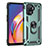 Silicone Matte Finish and Plastic Back Cover Case with Magnetic Finger Ring Stand MQ4 for Oppo F19 Pro Green