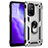 Silicone Matte Finish and Plastic Back Cover Case with Magnetic Finger Ring Stand MQ4 for Oppo F19 Pro+ Plus 5G