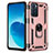 Silicone Matte Finish and Plastic Back Cover Case with Magnetic Finger Ring Stand MQ4 for Oppo Reno6 5G