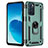 Silicone Matte Finish and Plastic Back Cover Case with Magnetic Finger Ring Stand MQ4 for Oppo Reno6 5G