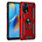Silicone Matte Finish and Plastic Back Cover Case with Magnetic Finger Ring Stand MQ4 for Oppo Reno6 Lite Red