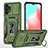 Silicone Matte Finish and Plastic Back Cover Case with Magnetic Finger Ring Stand MQ4 for Samsung Galaxy A32 4G Green