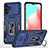 Silicone Matte Finish and Plastic Back Cover Case with Magnetic Finger Ring Stand MQ4 for Samsung Galaxy A32 5G Blue