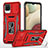 Silicone Matte Finish and Plastic Back Cover Case with Magnetic Finger Ring Stand MQ4 for Samsung Galaxy F12 Red