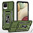 Silicone Matte Finish and Plastic Back Cover Case with Magnetic Finger Ring Stand MQ4 for Samsung Galaxy M12 Green