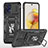 Silicone Matte Finish and Plastic Back Cover Case with Magnetic Finger Ring Stand MQ6 for Motorola Moto G73 5G