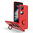 Silicone Matte Finish and Plastic Back Cover Case with Magnetic Finger Ring Stand QW1 for Huawei P60 Pocket Red