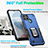 Silicone Matte Finish and Plastic Back Cover Case with Magnetic Finger Ring Stand QW1 for Realme C21Y