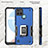 Silicone Matte Finish and Plastic Back Cover Case with Magnetic Finger Ring Stand QW1 for Realme C21Y