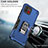 Silicone Matte Finish and Plastic Back Cover Case with Magnetic Finger Ring Stand QW1 for Samsung Galaxy A03