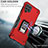 Silicone Matte Finish and Plastic Back Cover Case with Magnetic Finger Ring Stand QW1 for Samsung Galaxy F12