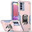 Silicone Matte Finish and Plastic Back Cover Case with Magnetic Finger Ring Stand QW1 for Samsung Galaxy M02s Pink