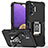 Silicone Matte Finish and Plastic Back Cover Case with Magnetic Finger Ring Stand QW1 for Samsung Galaxy M32 5G